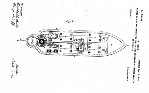 Patente US0000613809 concedida a Nikola Tesla con fecha de noviembre de 1898